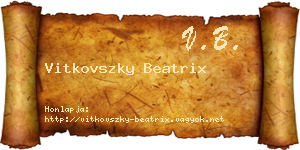 Vitkovszky Beatrix névjegykártya